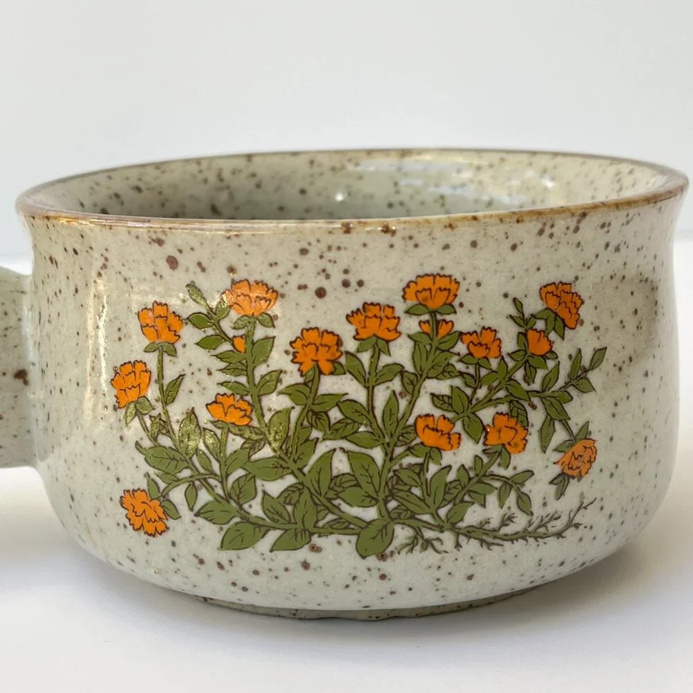 3/$30 🌟 Vintage 70's Takashi Floral Speckled Soup Cup with Handle - Picture 2 of 8